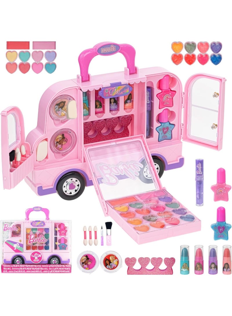 Barbie Car Makeup Kit for Girls, Real Washable Toy Makeup Set, Barbie Gift, Play Makeup and Pretend Play Toys, Perfect for Birthdays, Parties, Sleepovers & Makeovers, Ages 6 and up - Image 1